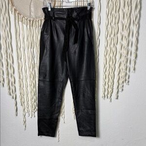 Scotch & Soda Black Paperbag Leather Pants Size XS